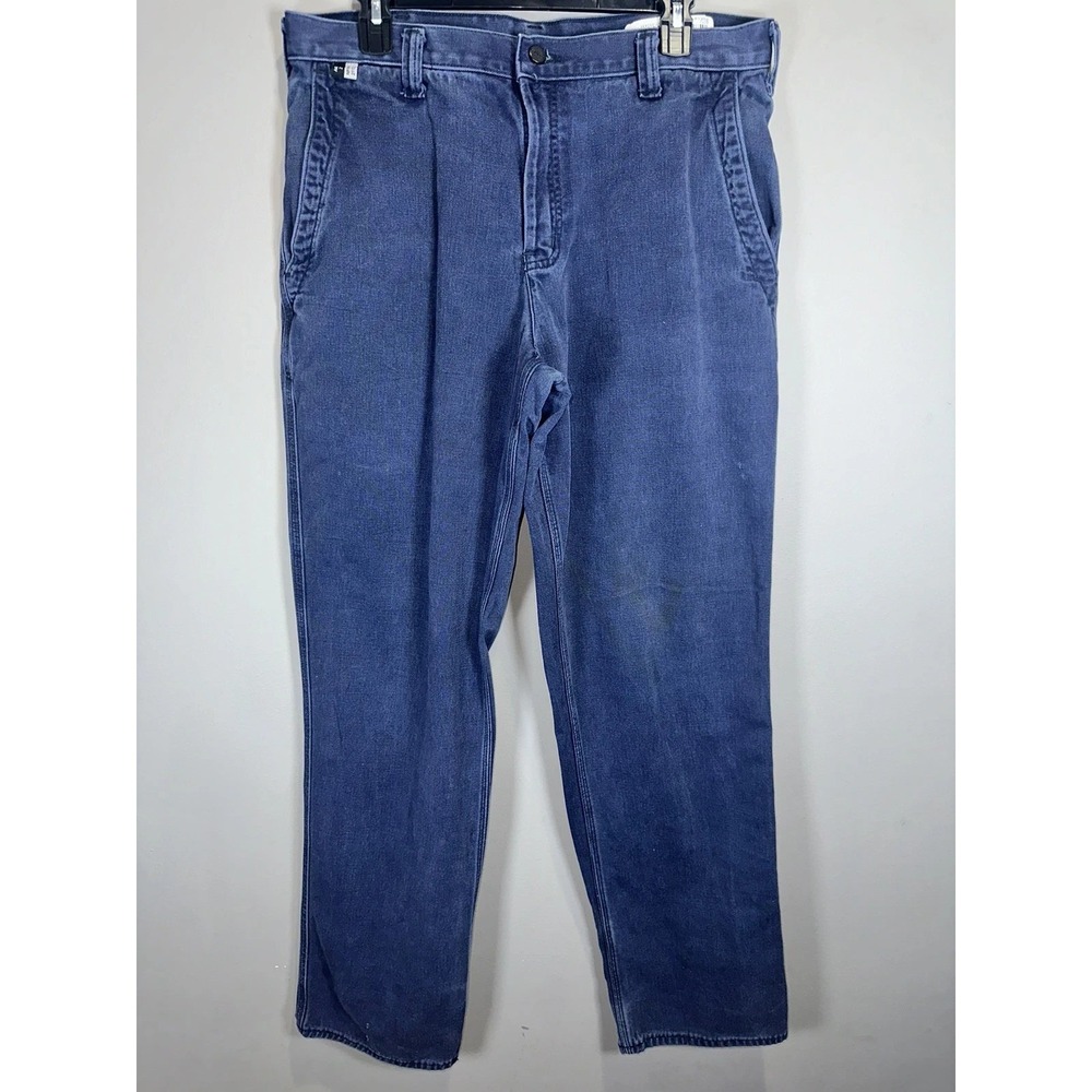 Carhartt FR Pants Mens Tag 34x36 Navy Blue CAT2 NFPA 2112 Flame Resistant Canvas